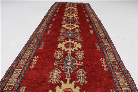 Kazak Beige Runner Hand Knotted 29 X 94 Area Rug 250-27797 Image 11