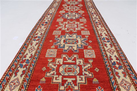 Kazak Beige Runner Hand Knotted 28 X 97 Area Rug 250-27798 Image 1