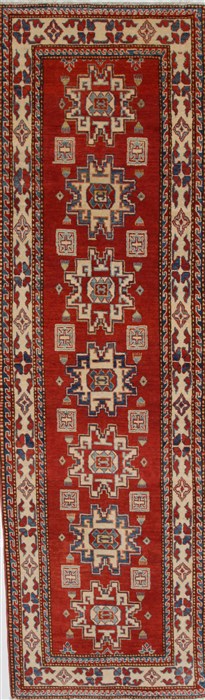 Kazak Beige Runner Hand Knotted 28 X 97 Area Rug 250-27798 Image 0