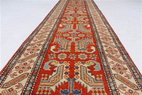 Kazak Blue Runner Hand Knotted 28 X 101 Area Rug 250-27800 Image 2