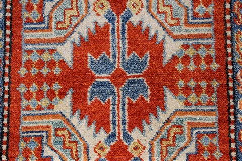 Kazak Blue Runner Hand Knotted 28 X 101 Area Rug 250-27800 Image 3