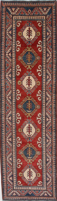 Kazak Blue Runner Hand Knotted 27 X 910 Area Rug 250-27801 Image 0