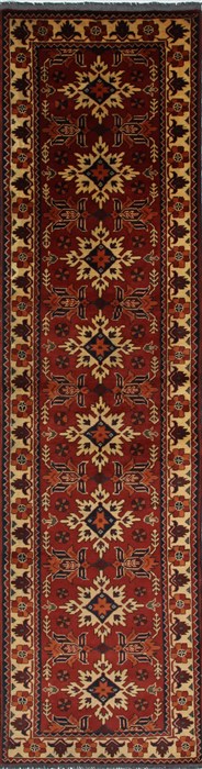 Turkman Beige Runner Hand Knotted 27 X 911  Area Rug 250-27809 Image 0