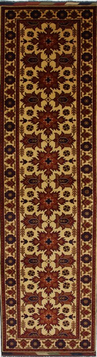 Turkman Brown Runner Hand Knotted 29 X 100  Area Rug 250-27813 Image 0