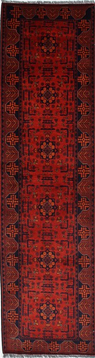 Khan Mohammadi Blue Runner Hand Knotted 26 X 98  Area Rug 250-27814 Image 0