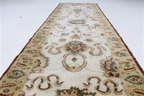 Chobi White Runner Hand Knotted 33 X 101 Area Rug 250-27816 Image 2