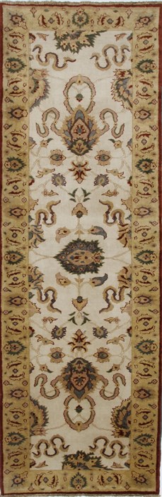 Chobi White Runner Hand Knotted 33 X 101 Area Rug 250-27816 Image 0