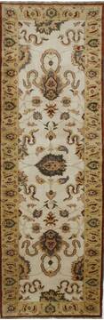 Chobi White Runner Hand Knotted 3'3" X 10'1"  Area Rug 250-27816