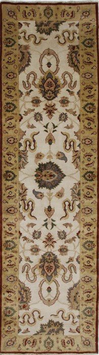 Chobi White Runner Hand Knotted 210 X 106  Area Rug 250-27819 Image 0