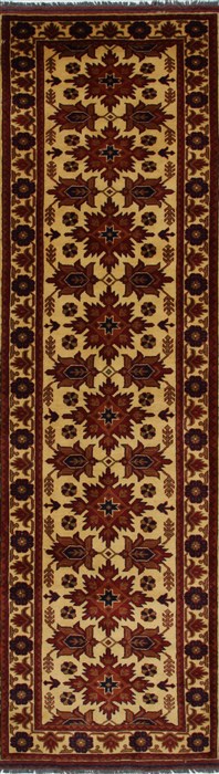 Kazak Beige Runner Hand Knotted 29 X 97  Area Rug 250-27825 Image 0