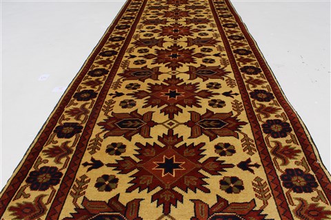 Kazak Beige Runner Hand Knotted 28 X 110 Area Rug 250-27829 Image 1