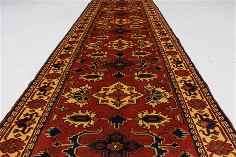 Kazak Red Runner Hand Knotted 211 X 99 Area Rug 250-27832 Image 1
