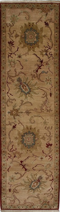 Chobi Beige Runner Hand Knotted 210 X 102  Area Rug 250-27844 Image 0