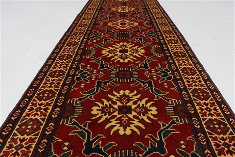 Kazak Red Runner Hand Knotted 27 X 105 Area Rug 250-27848 Image 1