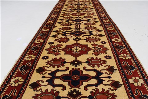 Kazak Beige Runner Hand Knotted 29 X 910 Area Rug 250-27849 Image 1