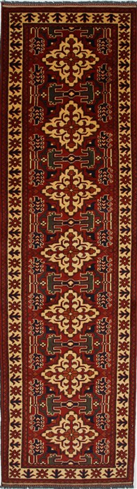 Turkman Beige Runner Hand Knotted 28 X 95  Area Rug 250-27852 Image 0