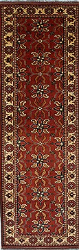 Indian Turkman Beige Runner 6 to 9 ft Wool Carpet 27856