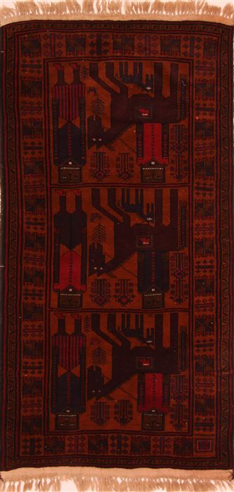 Baluch Red Hand Knotted 36 X 68 Area Rug 100-27862 Image 0