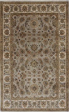Afghan Kashan Beige Rectangle 4x6 ft Wool Carpet 27866