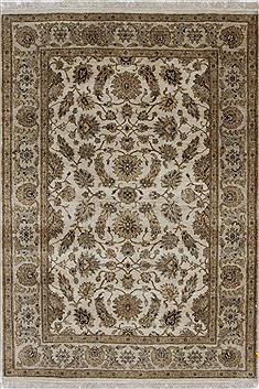 Indian Kashan Beige Rectangle 3x5 ft Wool Carpet 27867