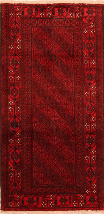 Baluch Red Hand Knotted 36 X 68 Area Rug 100-27902 Image 0