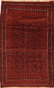 Afghan Baluch Orange Rectangle 4x6 ft Wool Carpet 27905
