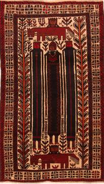 Persian Baluch White Rectangle 4x6 ft Wool Carpet 27920