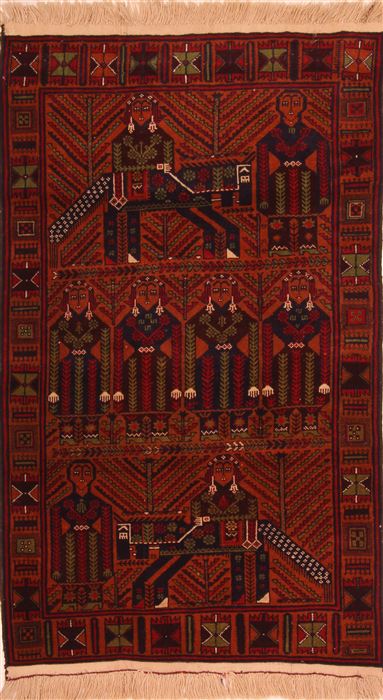 Baluch Red Hand Knotted 39 X 62 Area Rug 253-27923 Image 0