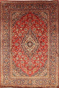 Kashan Red Hand Knotted 6'4" X 9'5"  Area Rug 100-27957