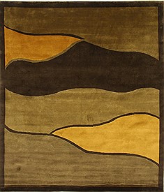 Indian Tibetan Green Rectangle 8x10 ft Wool Carpet 27961