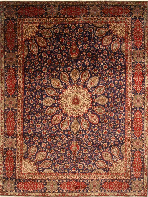 Tabriz Blue Hand Knotted 98 X 128 Area Rug 100-27970 Image 0