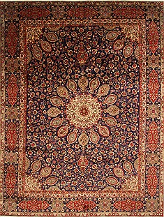Persian Tabriz Blue Rectangle 10x13 ft Wool Carpet 27970