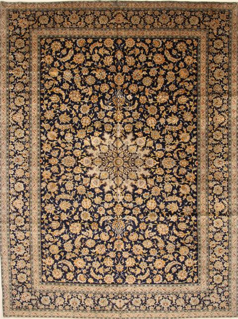 Kashan Beige Hand Knotted 103 X 137 Area Rug 100-27985 Image 0