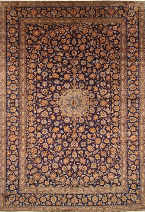 Kashan Green Hand Knotted 98 X 144  Area Rug 100-27986 Image 0