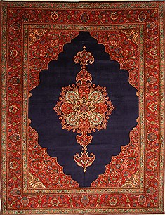 Persian Tabriz Red Rectangle 10x13 ft Wool Carpet 27989