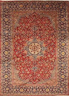 Isfahan Red Hand Knotted 9'5" X 13'3"  Area Rug 100-28001