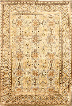 Kashan Beige Hand Knotted 8'5" X 12'5"  Area Rug 100-28003
