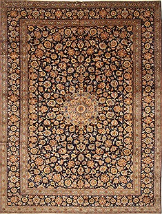 Kashan Beige Hand Knotted 10'0" X 13'1"  Area Rug 100-28007