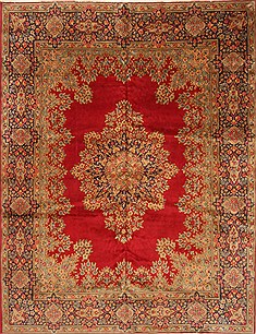 Kerman Red Hand Knotted 9'7" X 12'5"  Area Rug 100-28012