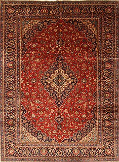 Kashan Red Hand Knotted 9'6" X 12'9"  Area Rug 100-28015