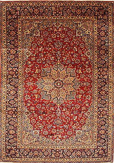 Persian Isfahan Red Rectangle 10x14 ft Wool Carpet 28016