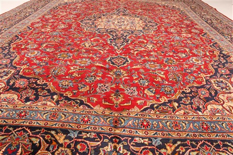 Kashan Red Hand Knotted 98 X 128 Area Rug 100-28018 Image 8