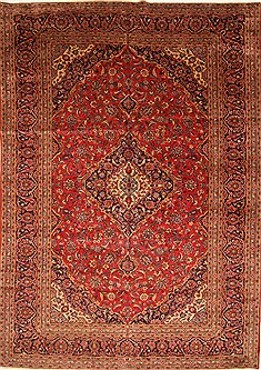 Persian Kashan Red Rectangle 9x13 ft Wool Carpet 28022