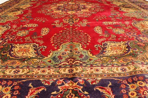 Tabriz Green Hand Knotted 101 X 126 Area Rug 100-28030 Image 7