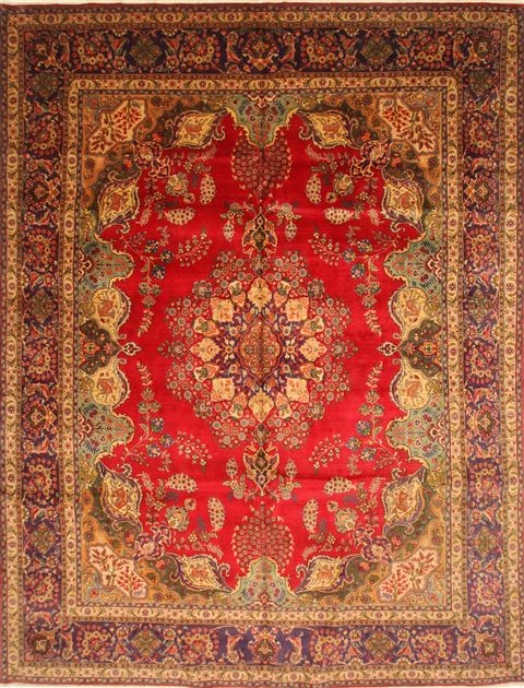 Tabriz Green Hand Knotted 101 X 126 Area Rug 100-28030 Image 0