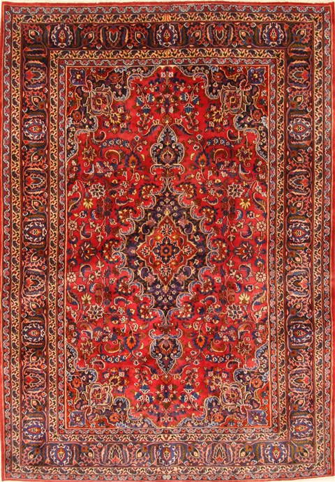 Mashad Red Hand Knotted 66 X 93 Area Rug 100-28034 Image 0