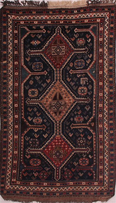 Qashqai Blue Hand Knotted 46 X 80 Area Rug 400-28041 Image 0