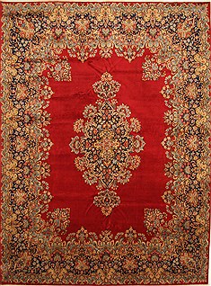 Persian Kerman Green Rectangle 10x13 ft Wool Carpet 28042