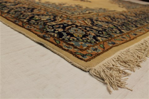 Kerman Yellow Hand Knotted 74 X 102 Area Rug 400-28048 Image 1
