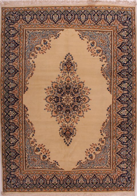 Kerman Yellow Hand Knotted 74 X 102 Area Rug 400-28048 Image 0